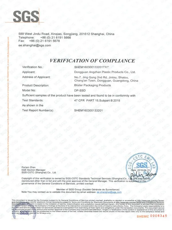 Verification of Compliance