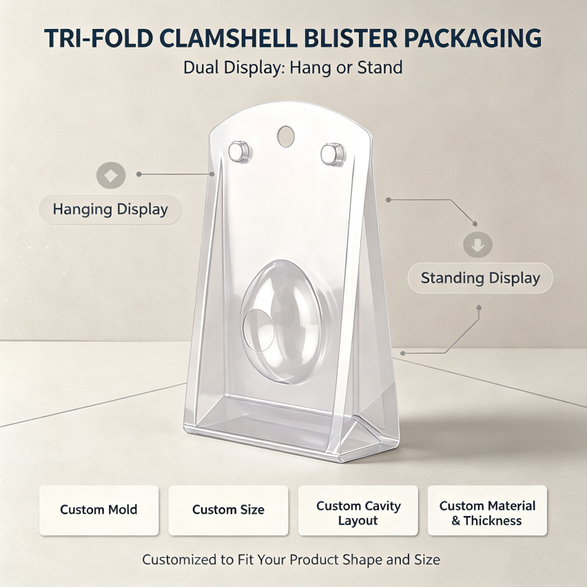 Tri Fold Clamshell Blister Packaging